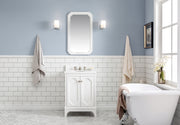 QU24QZ05PW - Queen 24 In. Single Sink Pre-Assembled Traditional Style Bathroom Vanity With 1-9/16" Carrara White Engineered Marble Top