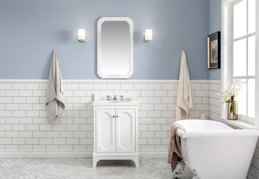 QU24QZ05PW - Queen 24 In. Single Sink Pre-Assembled Traditional Style Bathroom Vanity With 1-9/16" Carrara White Engineered Marble Top