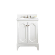 QU24QZ05PW - Queen 24 In. Single Sink Pre-Assembled Traditional Style Bathroom Vanity With 1-9/16" Carrara White Engineered Marble Top