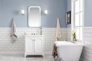 QU30QZ05PW - Queen 30 In. Single Sink Pre-Assembled Traditional Style Bathroom Vanity With 1-9/16" Carrara White Engineered Marble Top