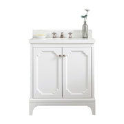 QU30QZ05PW - Queen 30 In. Single Sink Pre-Assembled Traditional Style Bathroom Vanity With 1-9/16" Carrara White Engineered Marble Top
