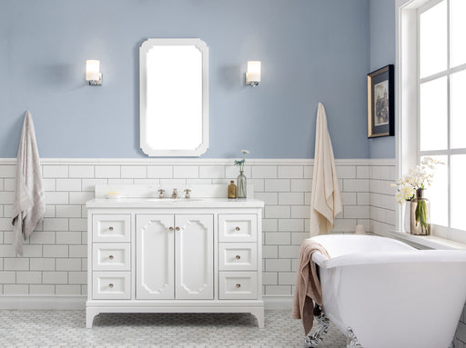 QU48QZ05PW - Queen 48 In. Single Sink Pre-Assembled Traditional Style Bathroom Vanity With 1-9/16" Carrara White Engineered Marble Top