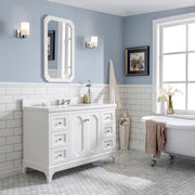 QU48QZ05PW - Queen 48 In. Single Sink Pre-Assembled Traditional Style Bathroom Vanity With 1-9/16" Carrara White Engineered Marble Top
