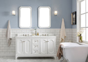 QU60QZ05PW - Queen 60 In. Double Sink Pre-Assembled Traditional Style Bathroom Vanity With 1-9/16" Carrara White Engineered Marble Top