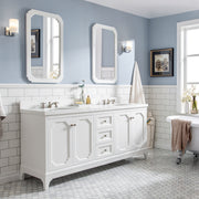 QU72QZ05PW - Queen 72 In. Double Sink Pre-Assembled Traditional Style Bathroom Vanity With 1-9/16" Carrara White Engineered Marble Top