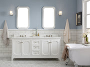 QU72QZ05PW - Queen 72 In. Double Sink Pre-Assembled Traditional Style Bathroom Vanity With 1-9/16" Carrara White Engineered Marble Top