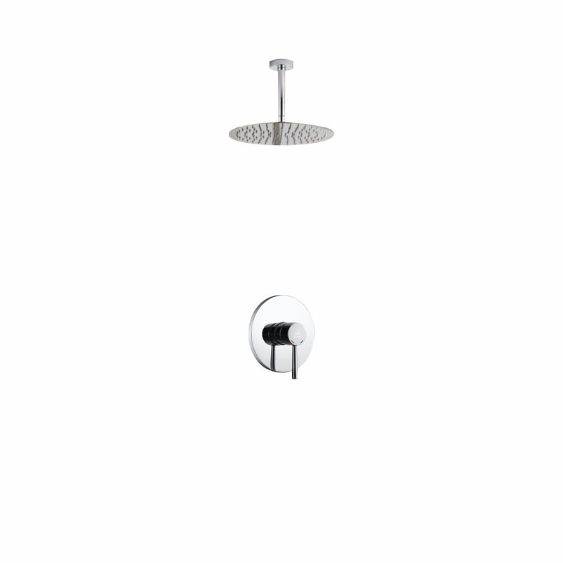 Kube Bath R-CR121V Aqua Rondo Chrome Shower Set with Ceiling Mount 12" Rain Shower Head