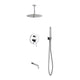 Kube Bath R-CR12HHTF3V Aqua Rondo Chrome Shower Set with Ceiling Mount 12" Rain Shower, Handheld and Tub Filler