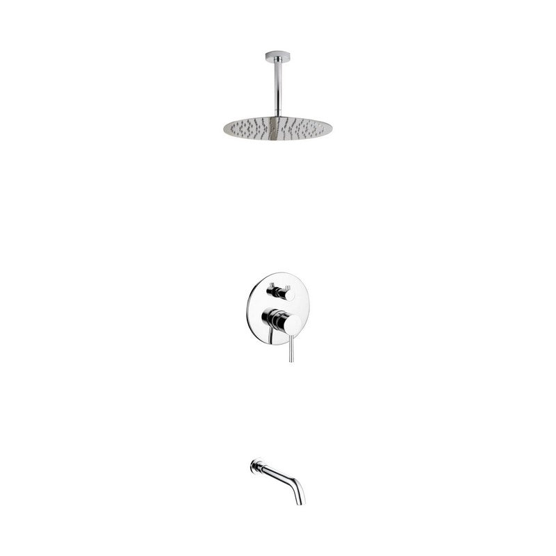 Kube Bath R-CR12TF2V Aqua Rondo Chrome Shower Set with Ceiling Mount 12" Rain Shower and Tub Filler