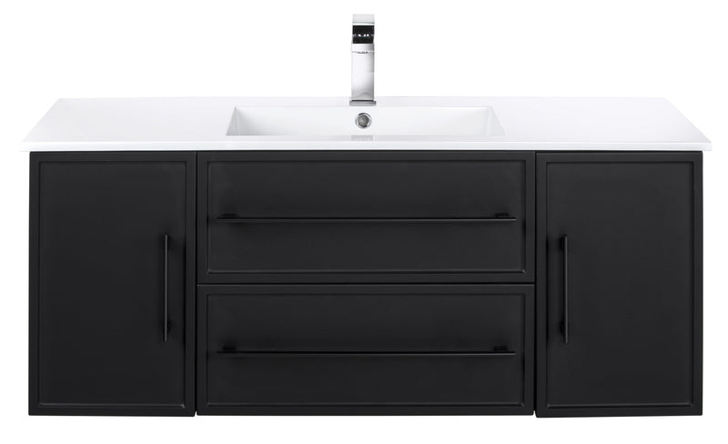 Cutler FV BLACK48MS Milano 48" Single Sink Wall Mount Cultured Marble Top Shaker Vanity - Black