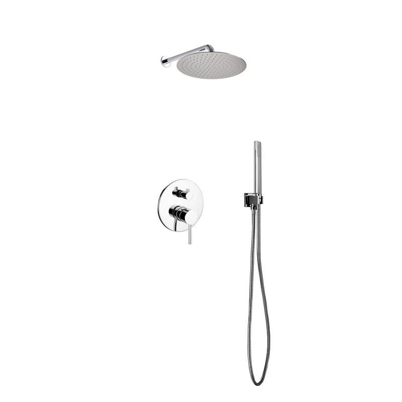 Kube Bath R-WR12HH2V Aqua Rondo Chrome Shower Set with 12" Rain Shower and Handheld