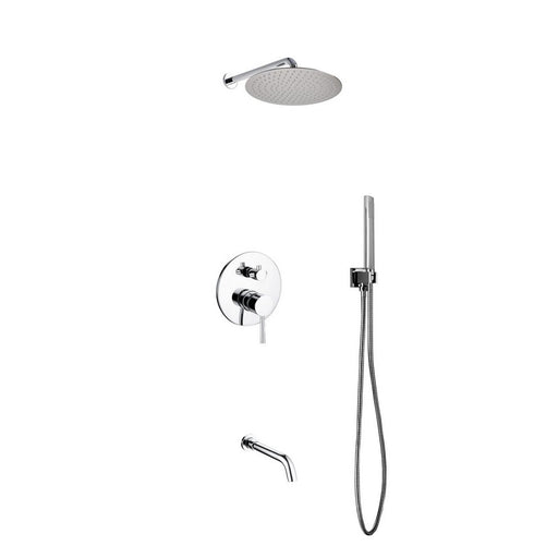 Kube Bath R-WR12TFHH3V Aqua Rondo Chrome Shower Set with 12" Rain Shower, Handheld and Tub Filler