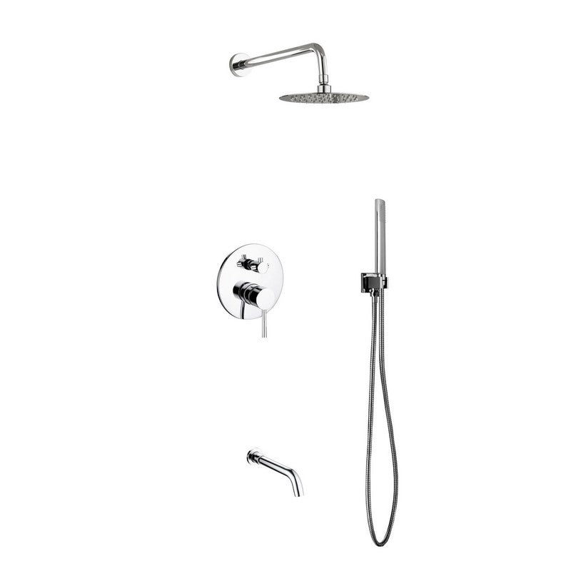Kube Bath R-WR8TFHH3V Aqua Rondo Chrome Shower Set with 8" Rain Shower, Handheld and Tub Filler