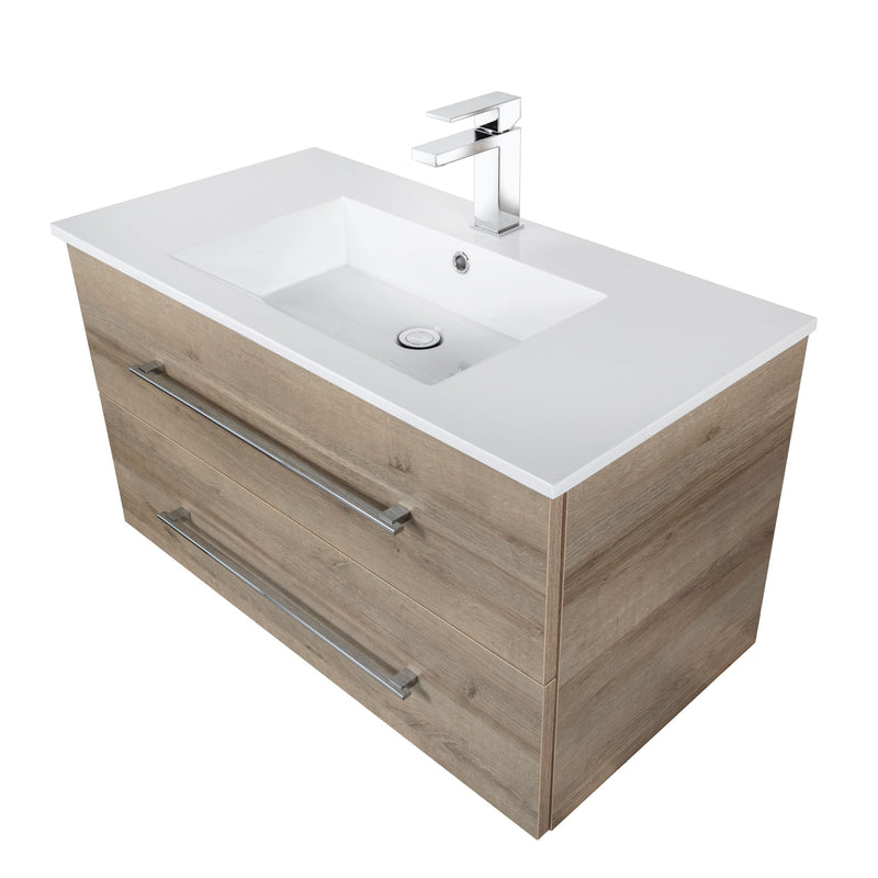 Cutler FV ORGANIC36 Kato 36" Single Sink Wall Mounted Cultured Marble Top Bathroom Vanity - Organic