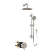 PULSE ShowerSpas 3006-BN-1.8GPM Refuge 10-in Rain Showerhead Combo Shower System with Adjustable Handshower Slide Bar and Pressure Balanced Mixing Valve in Brushed Nickel, 1.8 GPM