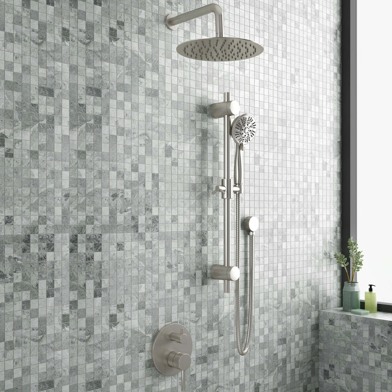 PULSE ShowerSpas 3006-BN-1.8GPM Refuge 10-in Rain Showerhead Combo Shower System with Adjustable Handshower Slide Bar and Pressure Balanced Mixing Valve in Brushed Nickel, 1.8 GPM - view 4