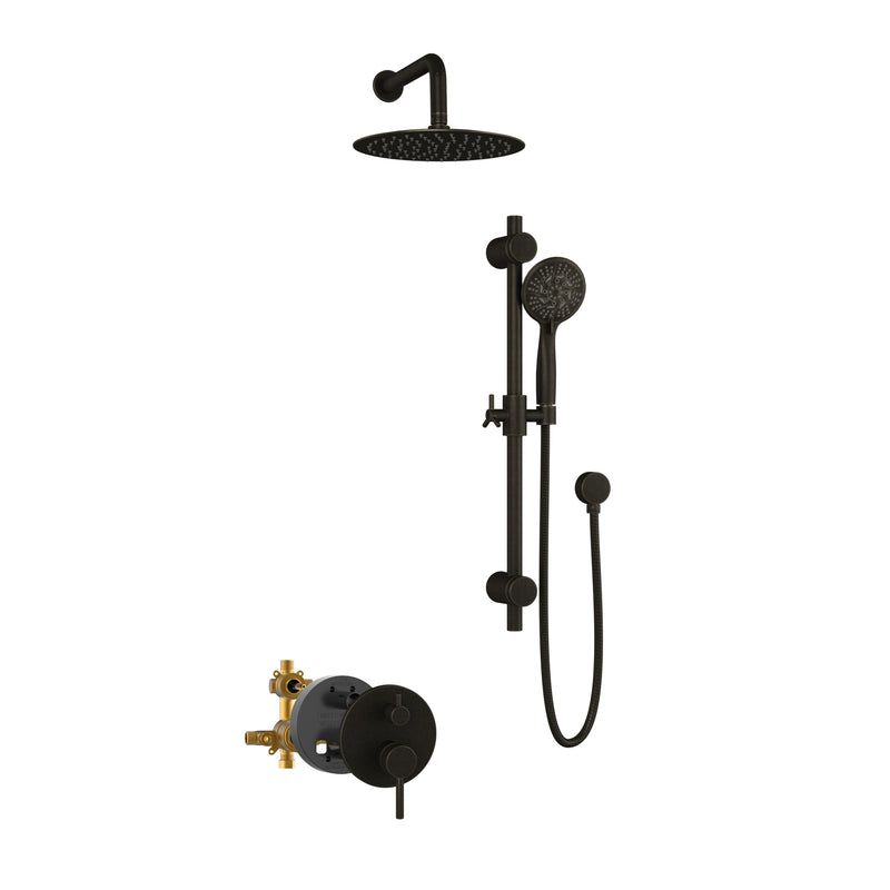 PULSE ShowerSpas 3006-ORB-1.8GPM Refuge 10-in Rain Showerhead Combo Shower System with Adjustable Handshower Slide Bar and Pressure Balanced Mixing Valve in Oil Rubbed Bronze, 1.8 GPM