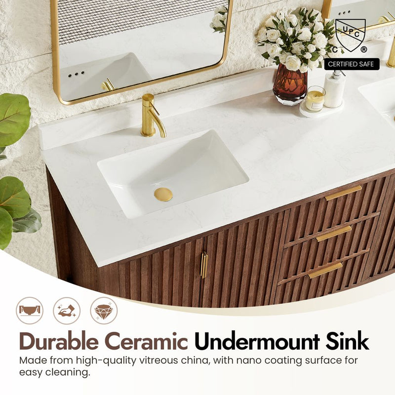Vinnova 704272-AD-GW Shenzhen 72" Double Sink Bath Vanity in Aged Dark Brown Oak