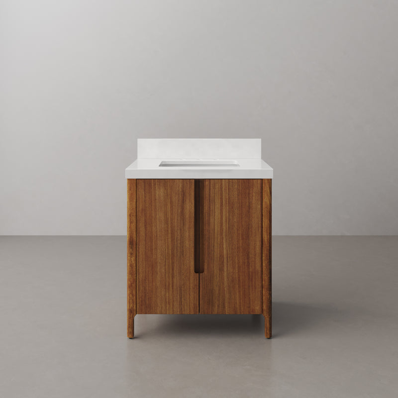 Water Creation SE30QZ - Sequoia 30 In. Single Sink Pre-Assembled Mid-Century Style Bathroom Vanity With 2" Whitebrook Engineered Marble Top