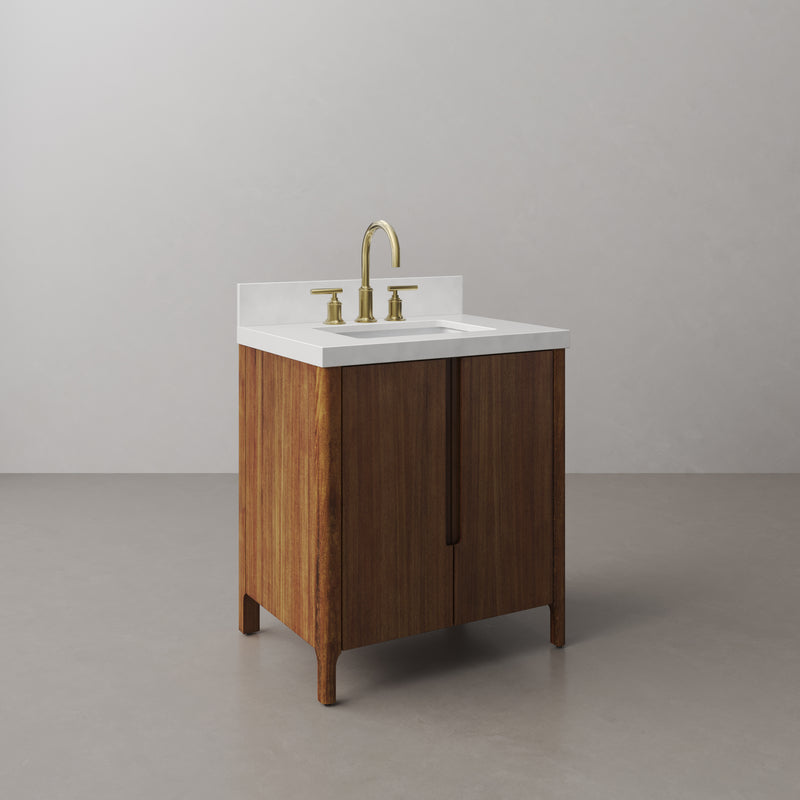 Water Creation SE30QZ - Sequoia 30 In. Single Sink Pre-Assembled Mid-Century Style Bathroom Vanity With 2" Whitebrook Engineered Marble Top