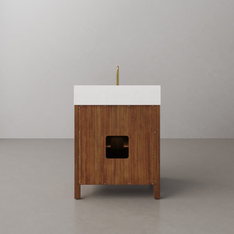 Water Creation SE30QZ - Sequoia 30 In. Single Sink Pre-Assembled Mid-Century Style Bathroom Vanity With 2" Whitebrook Engineered Marble Top