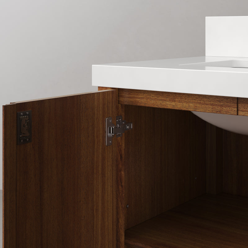Water Creation SE30QZ - Sequoia 30 In. Single Sink Pre-Assembled Mid-Century Style Bathroom Vanity With 2" Whitebrook Engineered Marble Top