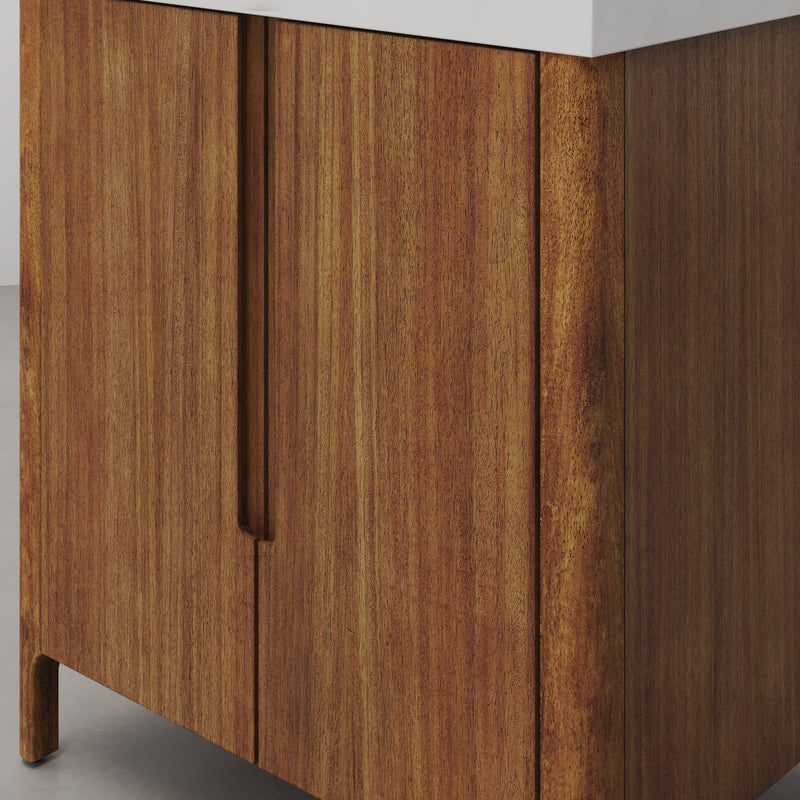 Water Creation SE30QZ - Sequoia 30 In. Single Sink Pre-Assembled Mid-Century Style Bathroom Vanity With 2" Whitebrook Engineered Marble Top