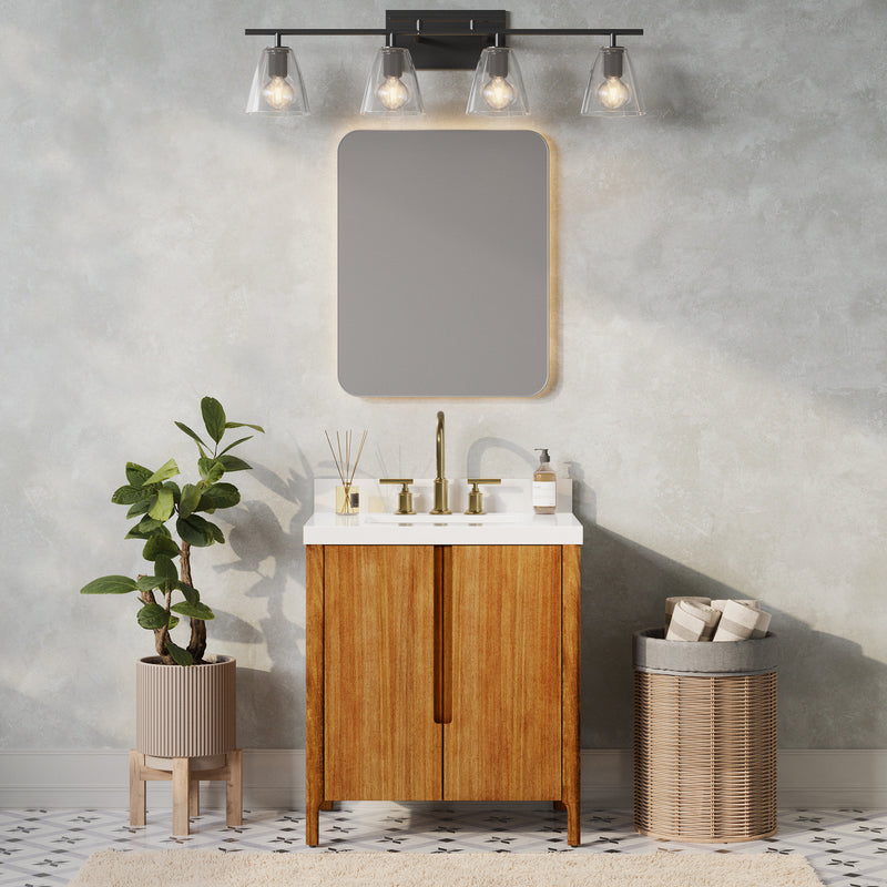Water Creation SE30QZ - Sequoia 30 In. Single Sink Pre-Assembled Mid-Century Style Bathroom Vanity With 2" Whitebrook Engineered Marble Top