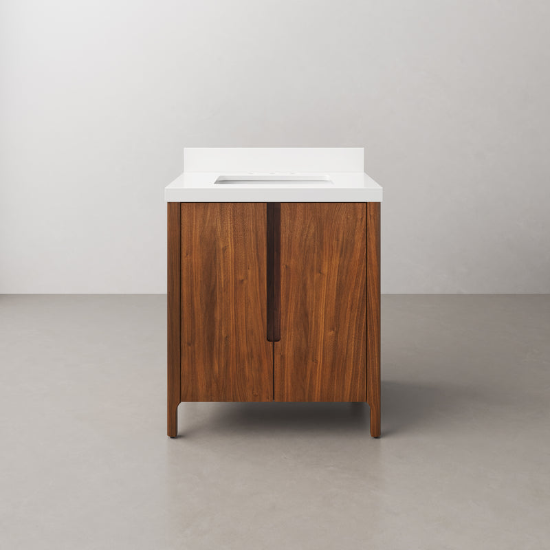 Water Creation SE30QZ - Sequoia 30 In. Single Sink Pre-Assembled Mid-Century Style Bathroom Vanity With 2" Whitebrook Engineered Marble Top