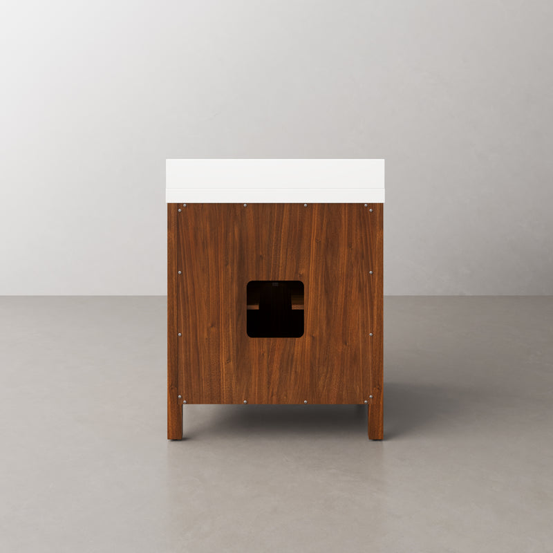 Water Creation SE30QZ - Sequoia 30 In. Single Sink Pre-Assembled Mid-Century Style Bathroom Vanity With 2" Whitebrook Engineered Marble Top