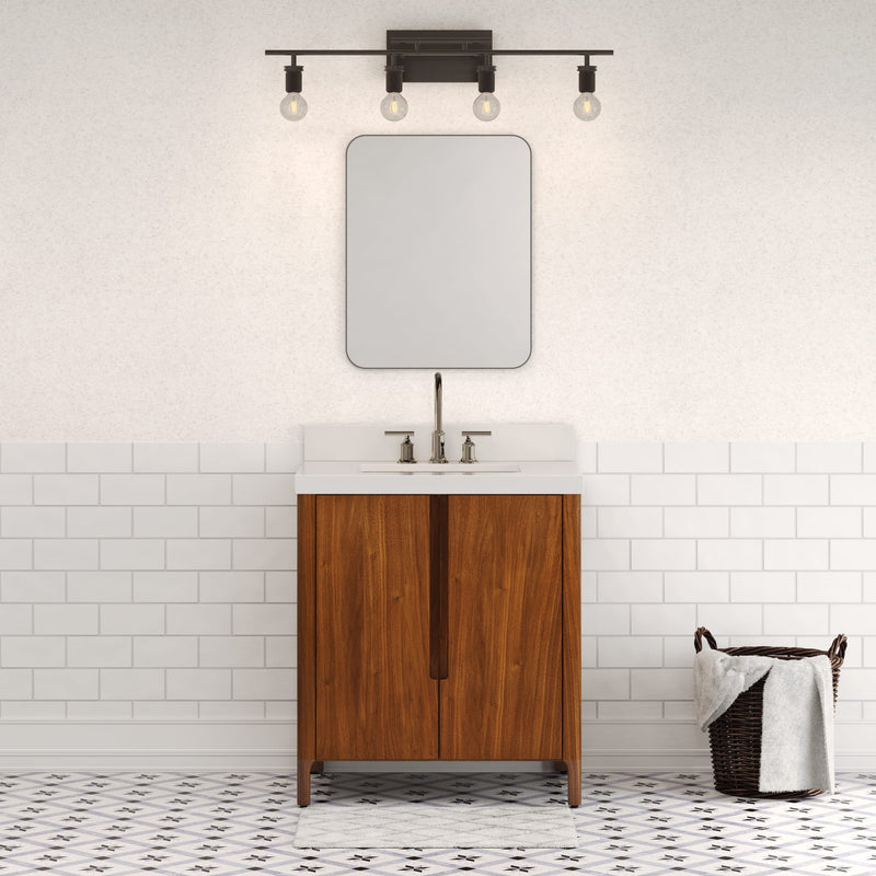 Water Creation SE30QZ - Sequoia 30 In. Single Sink Pre-Assembled Mid-Century Style Bathroom Vanity With 2" Whitebrook Engineered Marble Top