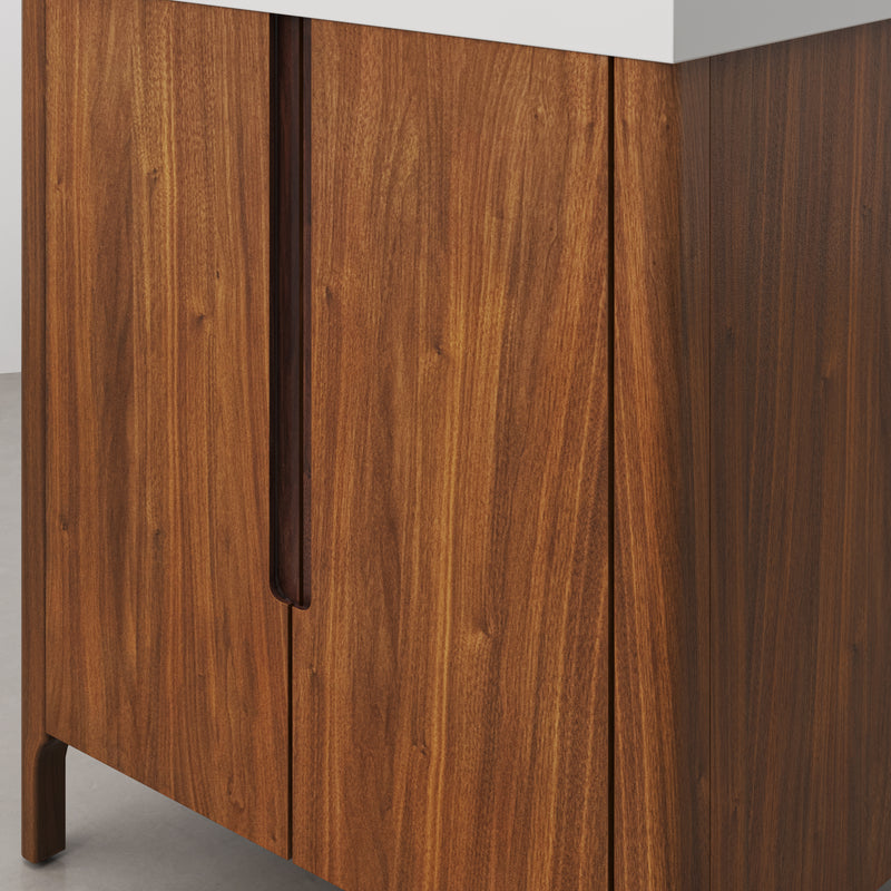 Water Creation SE30QZ - Sequoia 30 In. Single Sink Pre-Assembled Mid-Century Style Bathroom Vanity With 2" Whitebrook Engineered Marble Top
