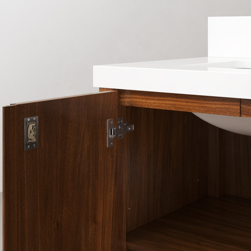 Water Creation SE30QZ - Sequoia 30 In. Single Sink Pre-Assembled Mid-Century Style Bathroom Vanity With 2" Whitebrook Engineered Marble Top