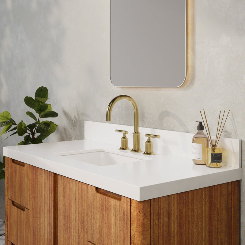 Water Creation SE48QZ - Sequoia 48 In. Single Sink Pre-Assembled Mid-Century Style Bathroom Vanity With 2" Whitebrook Engineered Marble Top