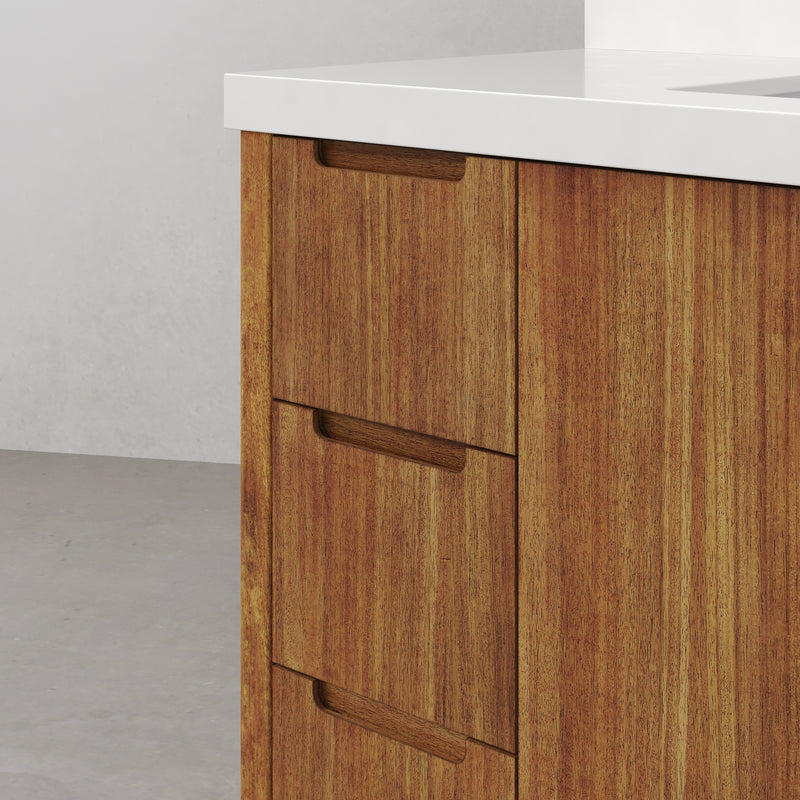 Water Creation SE48QZ - Sequoia 48 In. Single Sink Pre-Assembled Mid-Century Style Bathroom Vanity With 2" Whitebrook Engineered Marble Top