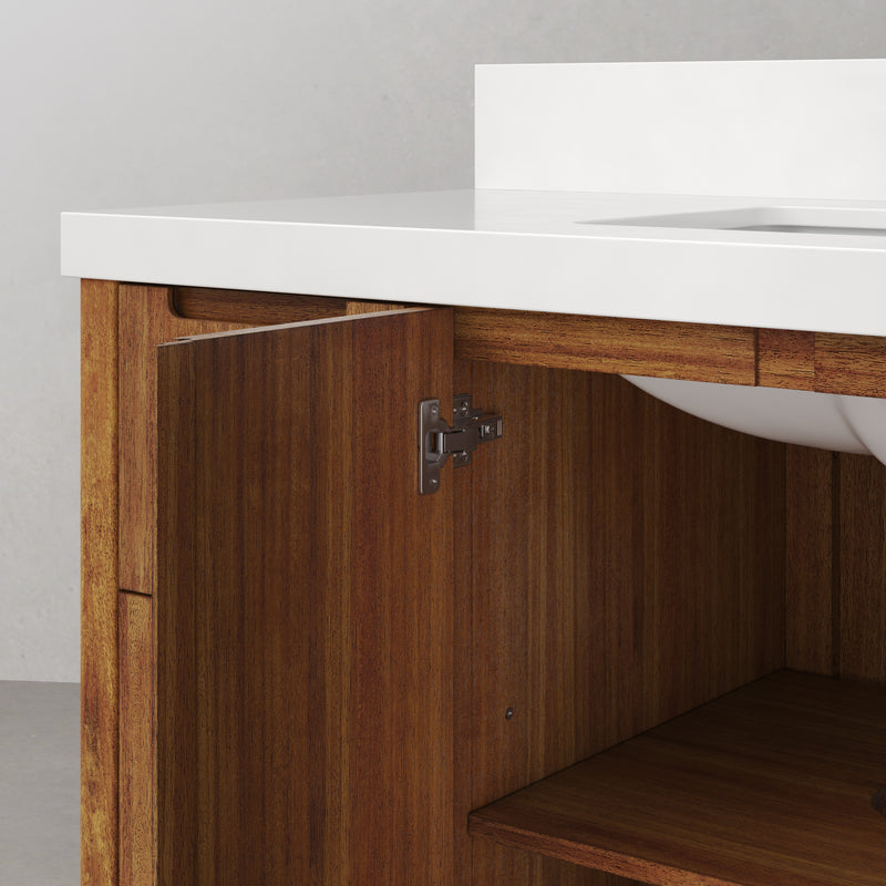 Water Creation SE48QZ - Sequoia 48 In. Single Sink Pre-Assembled Mid-Century Style Bathroom Vanity With 2" Whitebrook Engineered Marble Top