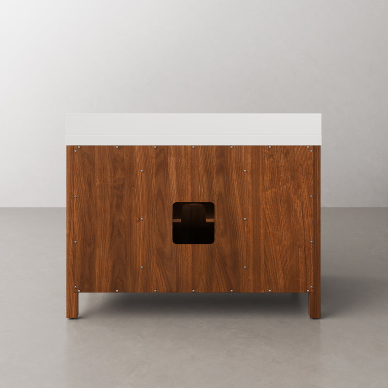 Water Creation SE48QZ - Sequoia 48 In. Single Sink Pre-Assembled Mid-Century Style Bathroom Vanity With 2" Whitebrook Engineered Marble Top