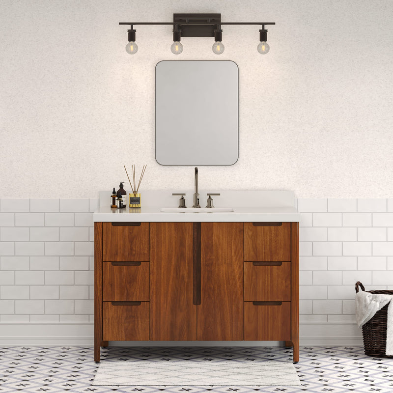 Water Creation SE48QZ - Sequoia 48 In. Single Sink Pre-Assembled Mid-Century Style Bathroom Vanity With 2" Whitebrook Engineered Marble Top