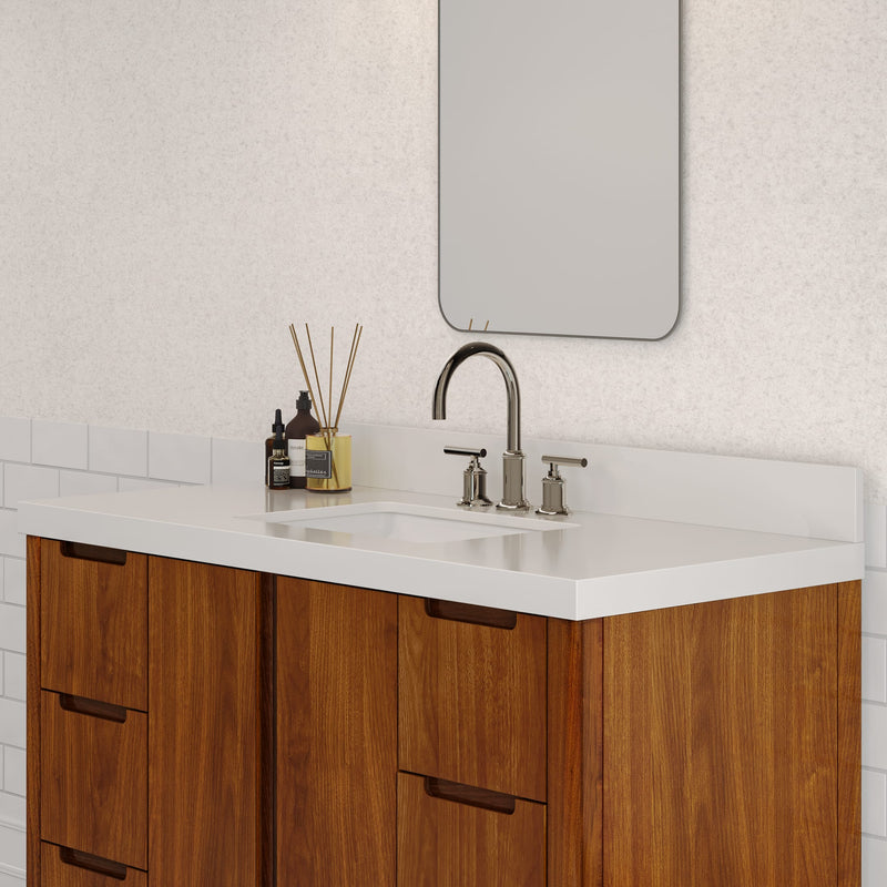 Water Creation SE48QZ - Sequoia 48 In. Single Sink Pre-Assembled Mid-Century Style Bathroom Vanity With 2" Whitebrook Engineered Marble Top