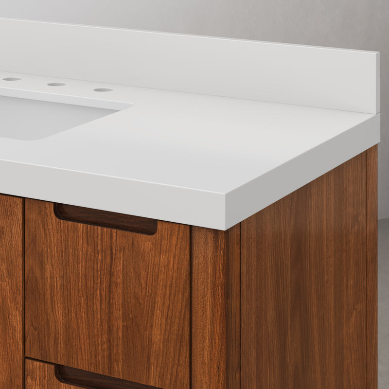 Water Creation SE48QZ - Sequoia 48 In. Single Sink Pre-Assembled Mid-Century Style Bathroom Vanity With 2" Whitebrook Engineered Marble Top