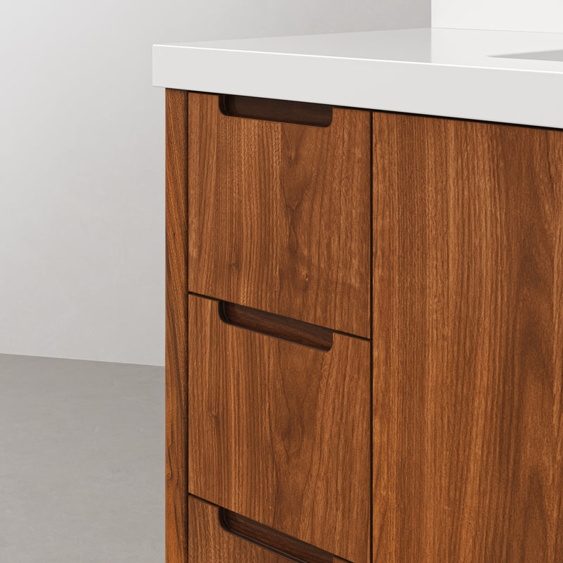 Water Creation SE48QZ - Sequoia 48 In. Single Sink Pre-Assembled Mid-Century Style Bathroom Vanity With 2" Whitebrook Engineered Marble Top
