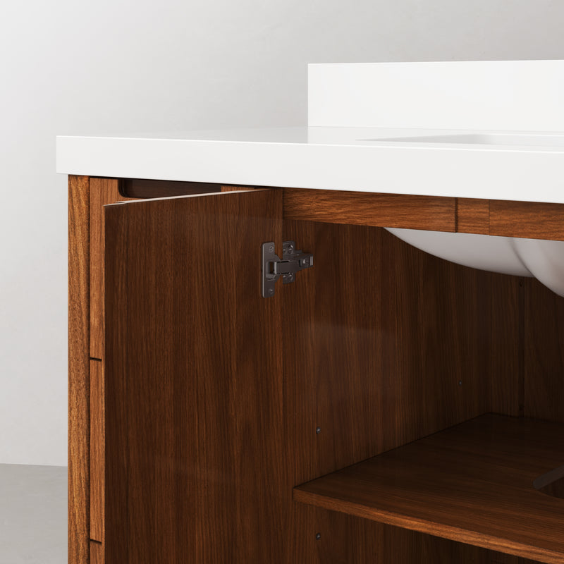 Water Creation SE48QZ - Sequoia 48 In. Single Sink Pre-Assembled Mid-Century Style Bathroom Vanity With 2" Whitebrook Engineered Marble Top