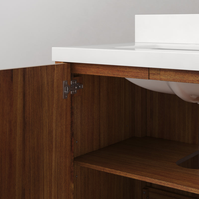 Water Creation SE72QZ - Sequoia 72 In. Double Sink Pre-Assembled Mid-Century Style Bathroom Vanity With 2" Whitebrook Engineered Marble Top