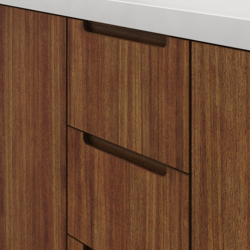 Water Creation SE72QZ - Sequoia 72 In. Double Sink Pre-Assembled Mid-Century Style Bathroom Vanity With 2" Whitebrook Engineered Marble Top