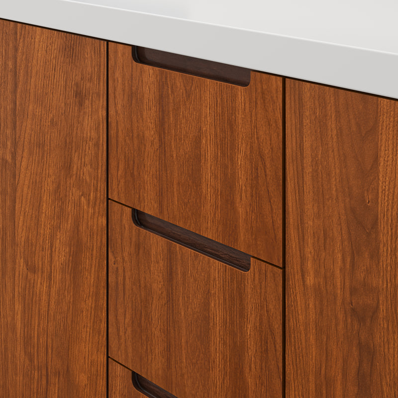 Water Creation SE72QZ - Sequoia 72 In. Double Sink Pre-Assembled Mid-Century Style Bathroom Vanity With 2" Whitebrook Engineered Marble Top