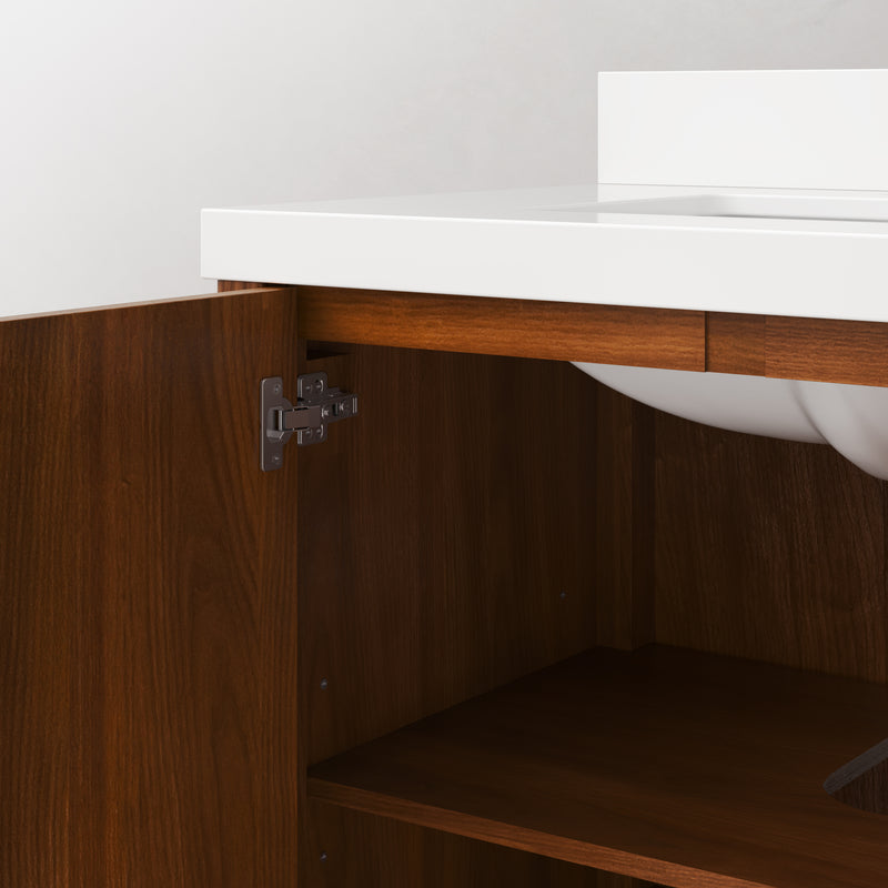 Water Creation SE72QZ - Sequoia 72 In. Double Sink Pre-Assembled Mid-Century Style Bathroom Vanity With 2" Whitebrook Engineered Marble Top