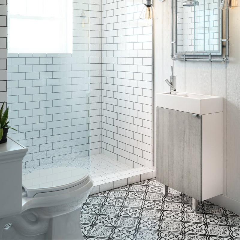 Cutler STUSHWHT18 Studio 18" Single Sink Free Standing Cultured Marble Top Bathroom Vanity - Soho