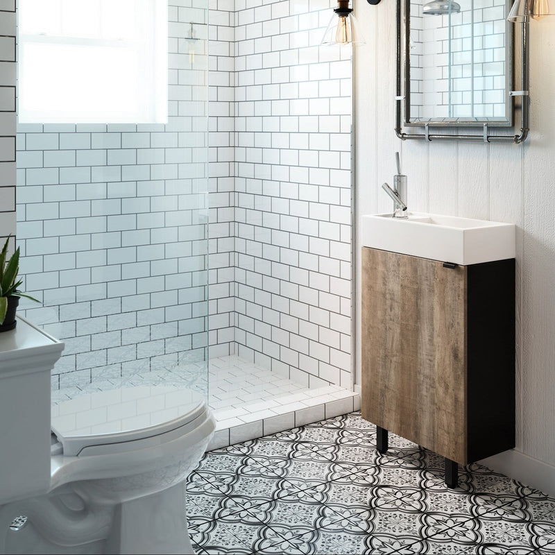 Cutler STUWSKBLK18 Studio 18" Single Sink Free Standing Cultured Marble Top Bathroom Vanity - Whisky