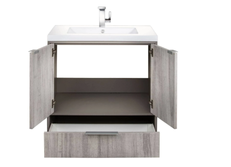 Cutler LCSHF36 London 36" Single Sink Free Standing Cultured Marble Top Bathroom Vanity - Gray