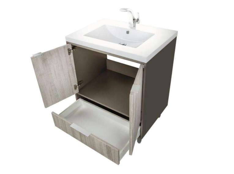 Cutler LCSHF36 London 36" Single Sink Free Standing Cultured Marble Top Bathroom Vanity - Gray